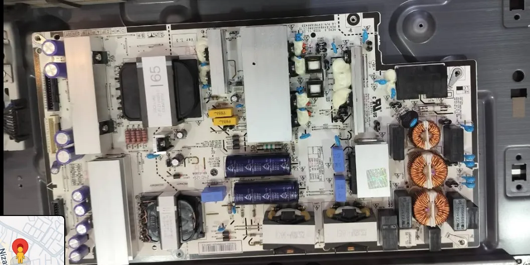 Power supply board and components inside a television