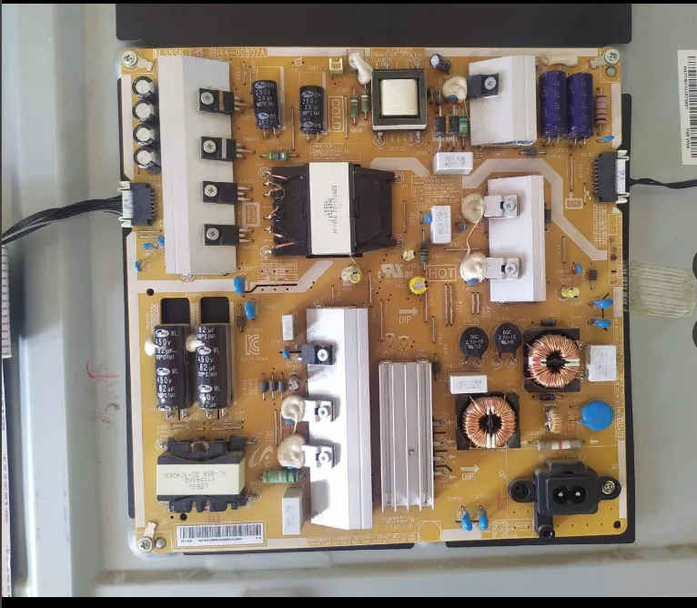 Close view of a television power supply board